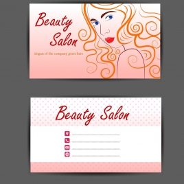 beauty salon name card template beautiful woman sketch
