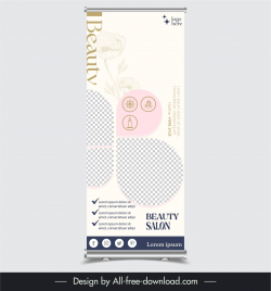 beauty spa roll up banner template flat checkered flora