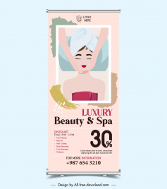 beauty spa salon roll up banner template massage lady  cartoon