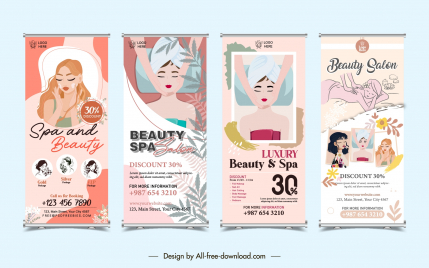 beauty spa salon roll up banner templates collection classic design