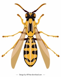 bee insect icon colorful closeup symmetric design
