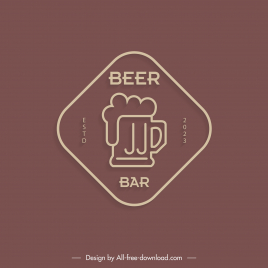 beer bar logo template flat retro isolated geometry