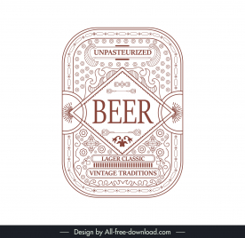 beer vintage label template symmetric design