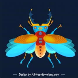 beetle icon colorful flat sketch