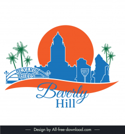 beverly hill design elements flat silhouette symbols sketch