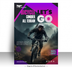 bicycle discount poster template dynamic cyclist riding
