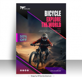 bicycle poster template dark dynamic riding cyclist