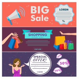 big sale banners design with colored horizontal style