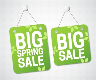 big sale hanging tags with green background