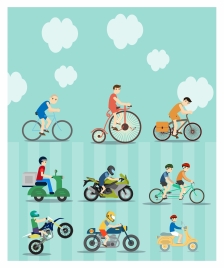 bikes and motorcycles vector illustration with various styles