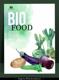bio food banner colorful retro design vegetable sketch