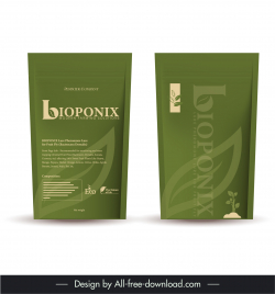 bioponix pesticide company package template elegant flat blurred leaves texts decor