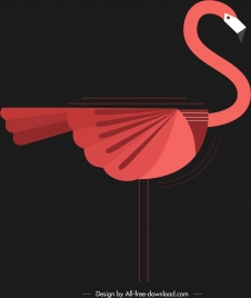 bird background red stork icon dark classical design