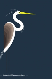bird background white stork icon classical flat design