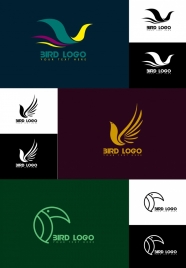 bird logo collection various shapes isolation dark design
