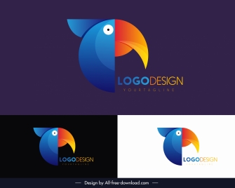 bird logotype toucan sketch colorful flat design