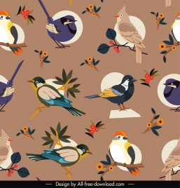 birds species pattern colorful elegant classic decor