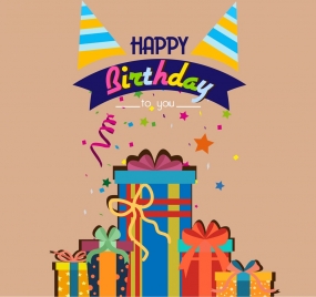 birthday background colorful eventful decoration box icons