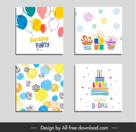 birthday background templates colorful handdrawn decorated elements