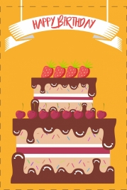 birthday banner chocolate fruits layers cake decoration