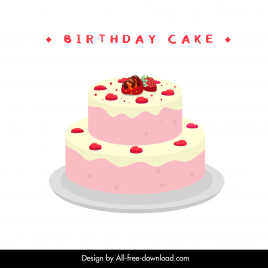 birthday cake design elements elegant 3d layer