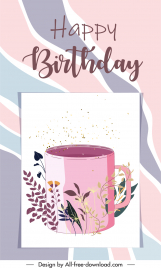 birthday card cover template elegant retro cup flora