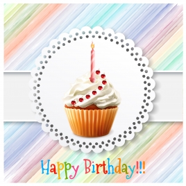 birthday card vector design with cupcake illustration
