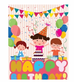 birthday decoration template with colored cute design