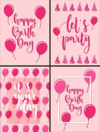 birthday decorative banner pink design balloons calligraphic decor