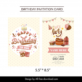birthday invitation card tempalte dynamic gifts balloons ribbon decor
