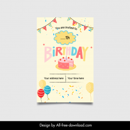 birthday invitation card template elegant balloon confetti