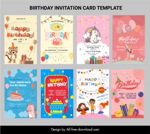 birthday invitation card templates collection cute dynamic