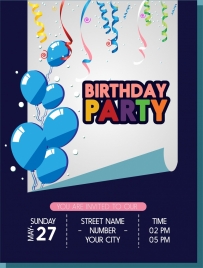 birthday party banner balloons ribbons curled sheet ornament