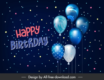 birthday poster template shiny elegant balloons colorful modern