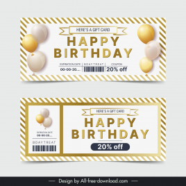 birthday voucher template modern elegant ribbon balloon