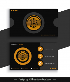 bitcoin business card template dark black circle decor