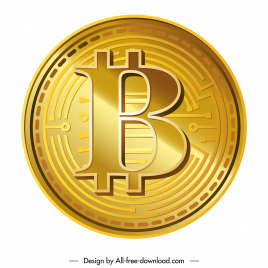 bitcoin currency icon  luxury shiny golden round shape