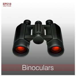 black binoculars realistic vector illustration