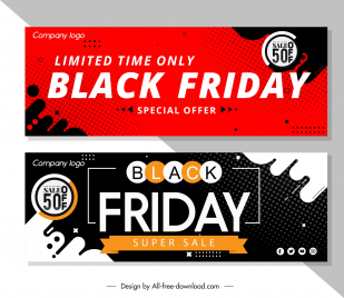 black friday discount banner template flat classic color effect