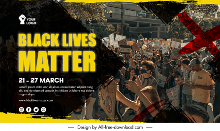 black lives matter banner template realistic crowd sketch