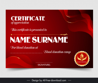 blood donation certificate template contrast dynamic curves