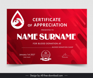 blood donation certificate template contrast modern