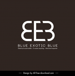 blue exotic blue logo template contrast design elegant flat symmetric texts sketch