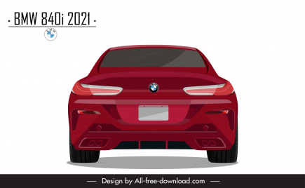 bmw 840i 2021 car model advertising template modern symmetric back view design
