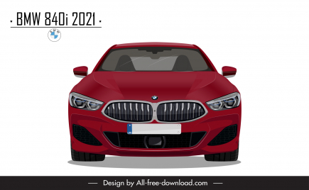 bmw 840i 2021 car model advertising template modern symmetric front view design