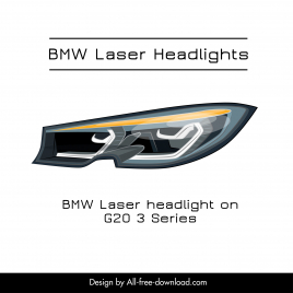 bmw laser headlight advertising banner template modern flat sketch