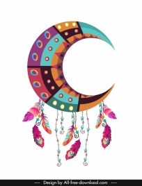 boho icon colorful classic crescent feathers decor