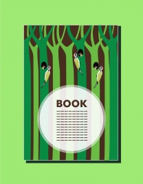 book cover design birds and trees decoration