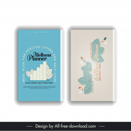 book covers wellness planner template flat classical leaf decor