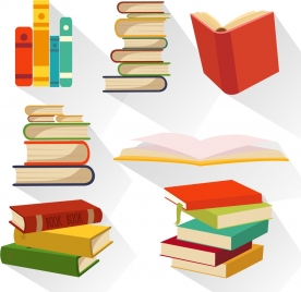 book icons collection various multicolored design